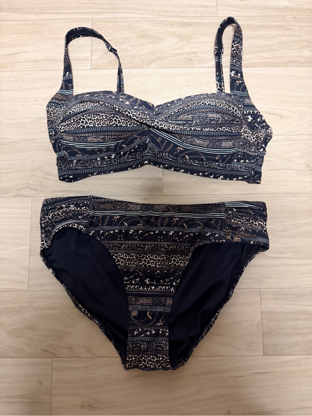 Nip Tuck Animal Print Bikini Set Size 8 Whimsygoth Full Coverage Padded Swimwear